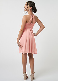 Azazie Ginny Junior Rosette A-Line Pleated Chiffon Dress image4