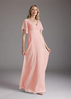 Azazie Alessa Mother of the Bride Dresses Rosette A-Line V-Neck Pleated Chiffon Dress image4