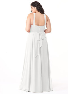 Azazie Dixie Bridesmaid Dresses White A-Line Halter Pleated Chiffon Dress image10