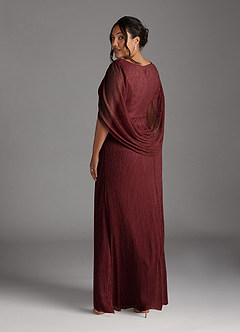 Azazie Paige Mother of the Bride Dresses Ruby Sheath Pleated Cape Metallic Mesh Dress image7