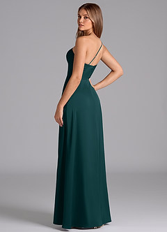 Azazie Trina Robes de demoiselle d'honneur Robe Trapèze en Satin extensible Ue épaule Vert Pin image6