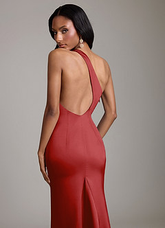 Azazie Voni Abiti da Damigella Abito Sirena in Raso Elasticizzato Monospalla Melograno image4