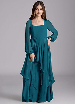 Azazie Clara Junior Klänning av A-Line i Chiffong Blouson image5