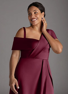 Azazie Milton Mother of the Bride Dresses Mulberry A-Line Pleated Stretch Satin Dress image14