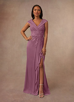 Azazie Calathea Mother of the Bride Dresses Vintage Mauve A-Line Lace Dress image1