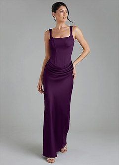 Azazie Etta Robes de demoiselle d'honneur Robe Sirène en Satin extensible Corset Grain De Raisin image5