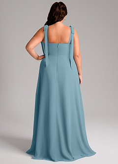 Azazie Debra Bridesmaid Dresses Moody Blue A-Line with Pockets Chiffon Convertible Dress image9