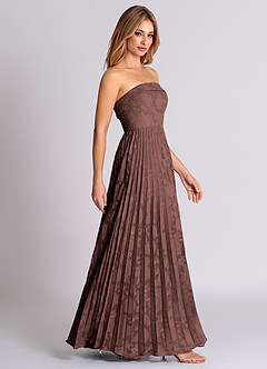 Azazie Mariana Bridesmaid Dresses Espresso A-Line Strapless Floral Burnout Convertible Dress image6