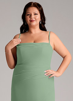 Azazie Leonis Abiti da Damigella Abito Convertibile Tubino in Chiffon Senza Cinturino Matcha image15