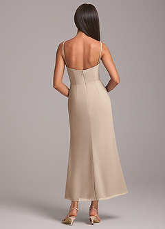 Azazie Saige Brautjungfernkleider Wandelbar Etui Schulterfrei Chiffon Kleid Taupe image8