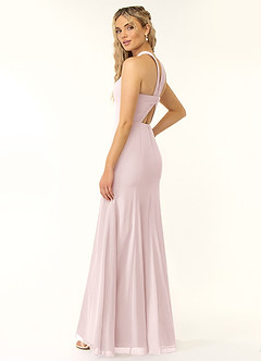 Azazie Rue Brautjungfernkleider A-Linie Halter Chiffon Kleid Zartrosa image4