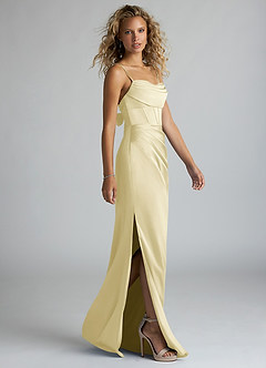 Azazie Mai Kleider zum Anprobieren zu Hause Etui Plissee Stretch-Satin Kleid Rotbraun image4