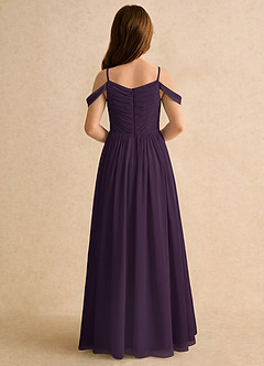 Azazie Chelo Girls Formal Abiti da Ragazza di Fiori Abito A-Line in Chiffon Plissettato Prugna image2