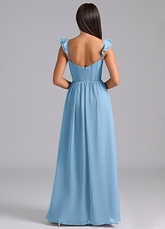 Azazie Denisse Bridesmaid Dresses Steel Blue A-Line Ruched Chiffon Dress image2