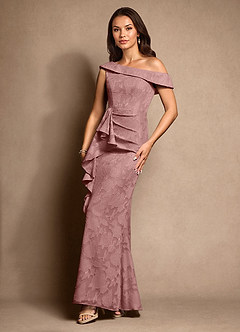 Azazie Hamptons Kleider für die Brautmutter A-Linie Plissee Blumen-Burnout Kleid Altrosa image5