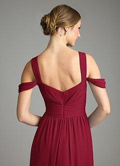Azazie Lianne Bridesmaid Dresses Burgundy A-Line Off the Shoulder Chiffon Dress image6