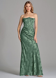 Azazie Ezrena Abiti da Damigella Abito Convertibile Sirena in Burnout Floreale Senza Cinturino Eucalipto image3