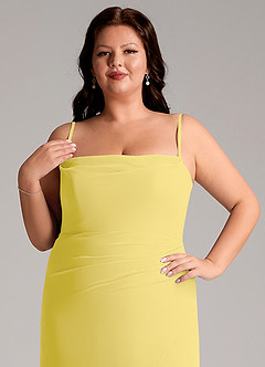 Azazie Leonis Vestidos de damas de honor Vestido de Canario de Gasa de Corte Recto Convertible con Sin tirantes image15