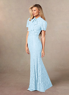 Azazie Carleannia Mère de la mariée Robes Robe Sirène en Mousseline de soie Dentelle Bleu Ciel image2