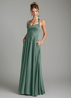Azazie Tenaya Bridesmaid Dresses Eucalyptus A-Line Sweetheart Neckline Stretch Satin Dress image1
