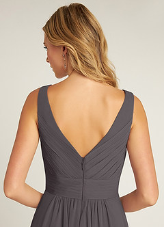 Azazie Pierrette Bridesmaid Dresses Steel Grey A-Line Pleated Chiffon Dress image6