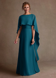 Azazie Marilla Mother of the Bride Dresses Ink Blue A-Line Pleated Chiffon Dress image4