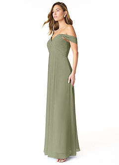 Azazie Kaitlynn Bridesmaid Dresses Pistachio Empire Ruched Chiffon Convertible Dress image4