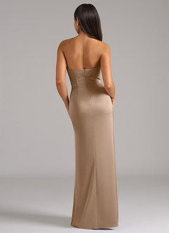 Azazie Marla Bridesmaid Dresses Taupe Sheath Strapless Stretch Satin Convertible Dress image6