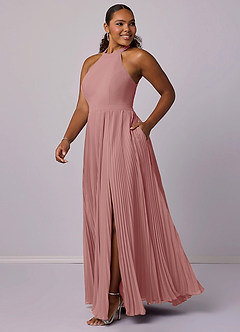 Barbie ♥ Azazie Bridesmaid Dresses Dusty Rose A-Line Pleated Chiffon Dress image4