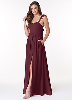 Azazie Metz Bridesmaid Dresses Cabernet A-Line Sweetheart Ruched Chiffon Dress image4