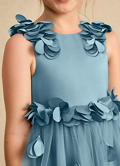 Azazie Atta Jurken voor bloemenmeisjes A-Lijn Jurk van Tule One-Shoulder Mystiek Blauw image5
