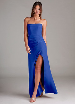 Azazie Leonis Bridesmaid Dresses Royal Blue Sheath Strapless Chiffon Convertible Dress image7