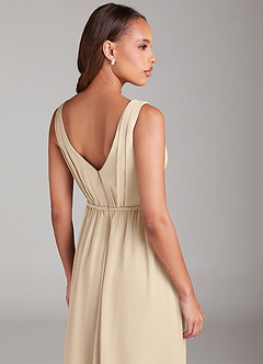 Azazie Tanicia Bridesmaid Dresses Champagne A-Line Pleated Chiffon Dress image6