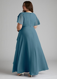 Azazie Aaliyah vestidos de dama de honor modestos Vestido de Corte En A Plisado Scoop Hasta el suelo Gasa image9