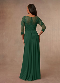 Azazie Calanthe Mother of the Bride Dresses Dark Green A-Line Scoop Chiffon Dress image3