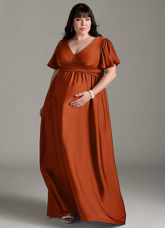 Azazie Verna Brautjungfernkleider für Schwangere A-Linie Gestreift Stretch-Satin Bodenlänge Kleid image9