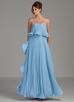 Azazie Alexia Bridesmaid Dresses Powder Blue A-Line Ruched Chiffon Dress image6