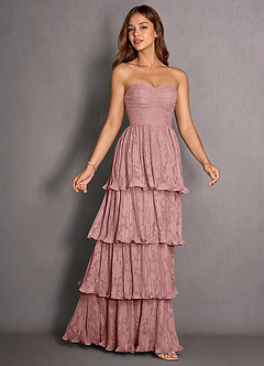 Jessamine Rosa Chiaro Abito da ballo a trapezio con volant in pizzo image3