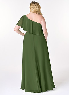 Azazie Lizzy Bridesmaid Dresses Olive A-Line One Shoulder Chiffon Dress image9