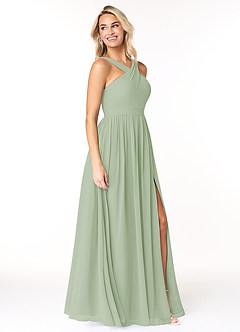 Azazie Elvira Bridesmaid Dresses Dusty Sage A-Line Pleated Chiffon Dress image4