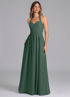 Azazie Darlyn Bridesmaid Dresses Sea Moss A-Line Pleated Chiffon Dress image1