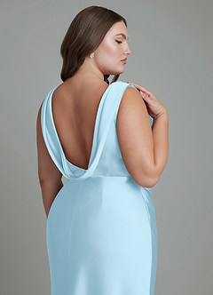 Azazie Kieryn Bridesmaid Dresses Sky Blue Mermaid Pleated Stretch Satin Dress image14