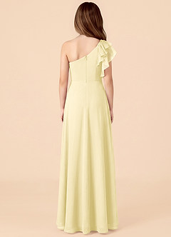 Azazie Arabella Junior Robe Trapèze en Mousseline de soie Rayé Sorbet Citron image2