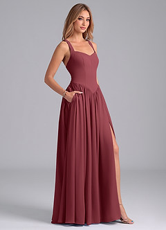 Azazie Francis Jurken voor bruidsmeisjes Jurk van Chiffon met A-Lijn Korset Merlot image6