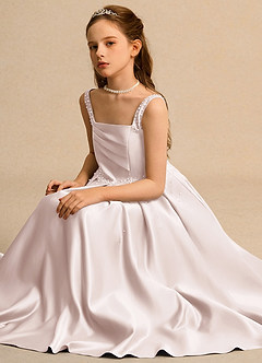 Azazie Mochi Girl Flower Girl Klänningar Klä Balklänning i Matt satäng Plisserad image3