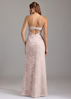 Azazie Leonis Vestidos de damas de honor Vestido de Rosa Rubor de Devorado Floral de Corte Recto Convertible con Sin tirantes image6