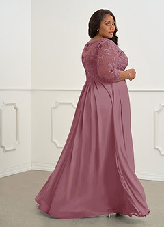 Azazie Hayek Mother of the Bride Dresses Vintage Mauve A-Line V-Neck Lace Chiffon Dress image10