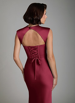 Azazie Lumia Robes de demoiselle d'honneur Robe Fourreau en Satin extensible Corset Bourgogne image3