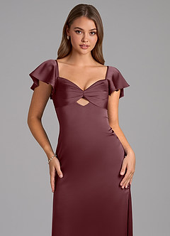 Azazie Demia Brautjungfernkleider Etui Herzausschnitt Stretch-Satin Kleid Sangria image7
