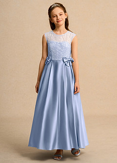 Azazie Candy Girl vestidos de niña de las flores Vestido de Hielo de Satin Mate de Princesa con Lazo image5